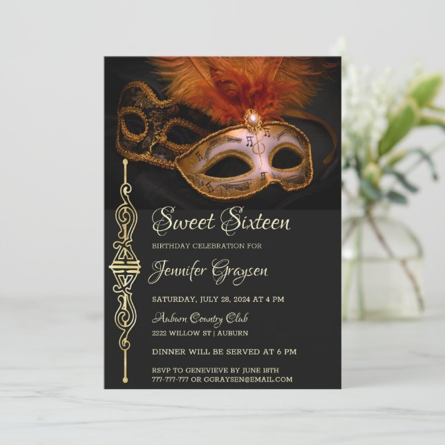 Magical Masquerade Ball Birthday Invitation (Standing Front)
