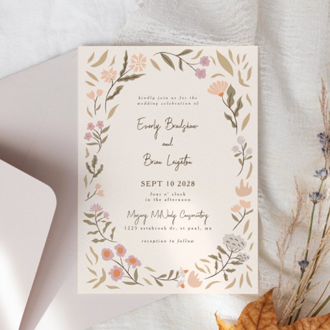 Magical Meadow Pastel Flowers Wedding Invitation (Creator Uploaded)