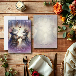 Magical Mediaeval Mouse Couple Fairytale Wedding Thank You Card
