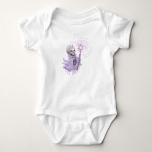 Magical melodies of the cute purple skeleton. baby bodysuit