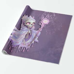Magical melodies of the cute purple skeleton. wrapping paper