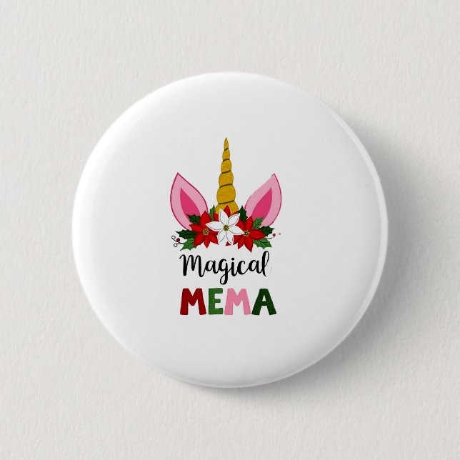 Magical Mema Unicorn Shirt Christmas Pajama Shirt  6 Cm Round Badge (Front)