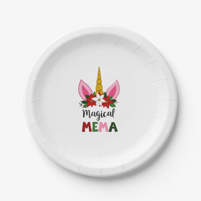 Magical Mema Unicorn Shirt Christmas Pajama Shirt  Paper Plate (Front)
