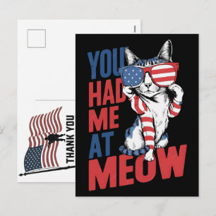 Magical Meow Meow Thank You Veterans Memorial Day Holiday Postcard
