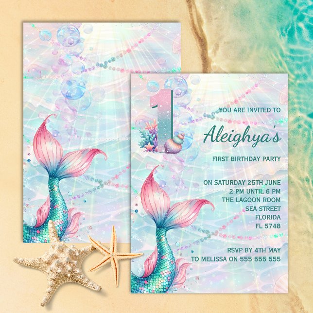 Magical Mermaid 1st Birthday Invitation (Creator Uploaded)