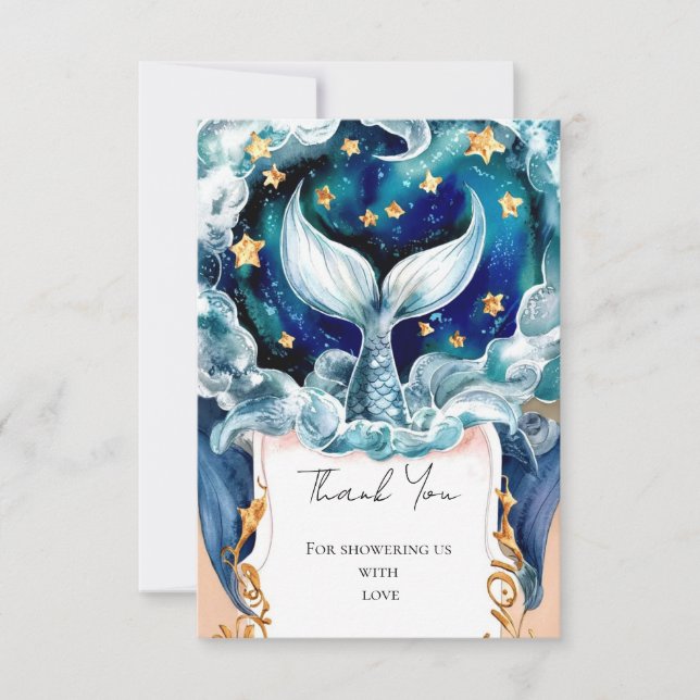 Magical Mermaid Baby Shower Thank You Card (Front)