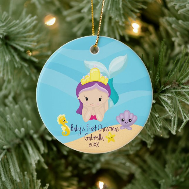 Magical Mermaid Baby's First Christmas Ceramic Tree Decoration (Tree)