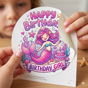 Magical Mermaid Birthday Girl Favour Stickers