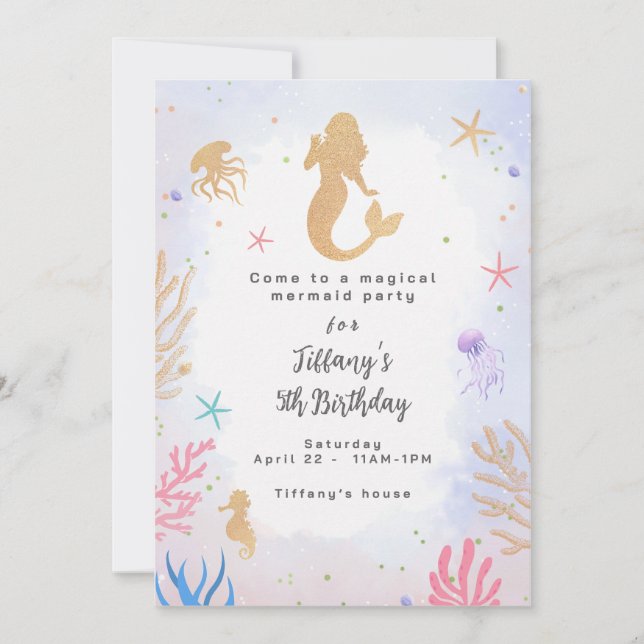 Magical Mermaid Birthday  Invitation (Front)