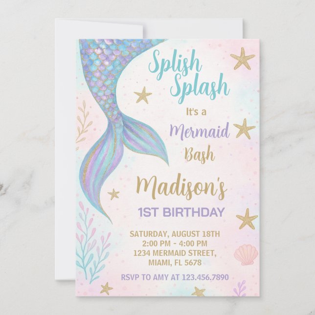 Magical Mermaid Birthday Invitation (Front)