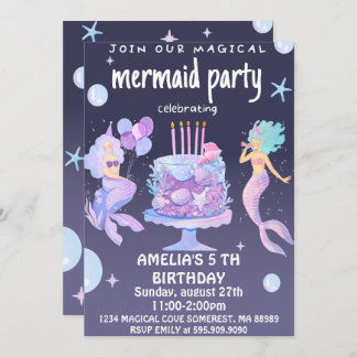 Magical Mermaid Birthday  Invitation