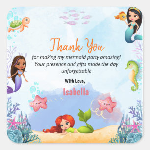 Magical Mermaid Birthday Party 5th Girl Sticker 
