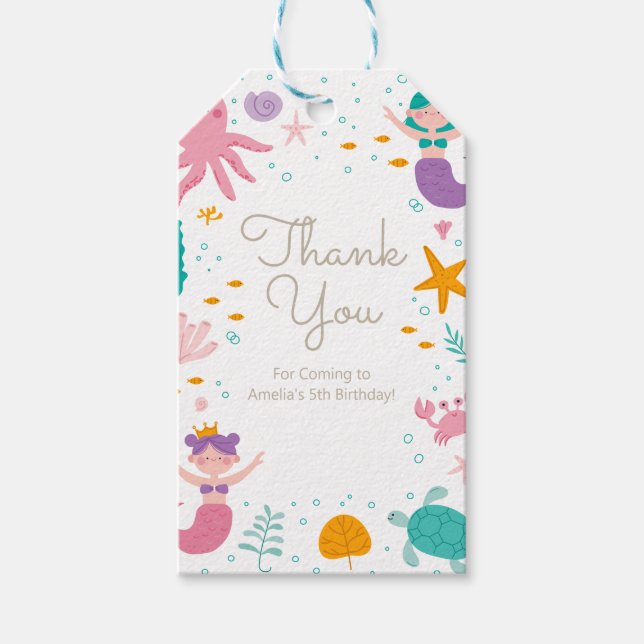 Magical Mermaid Birthday Party Gift Tags (Front)