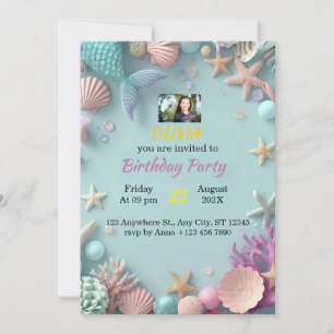 Magical Mermaid Birthday Party Invitation Birthd