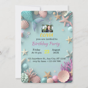 Magical Mermaid Birthday Party Invitation   Birthd
