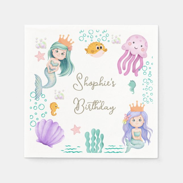 Magical Mermaid Birthday Party  Napkin (Front)