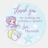 Magical Mermaid Birthday Party Thank You Stickers
