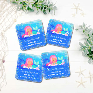 Magical Mermaid Birthday Square Sticker