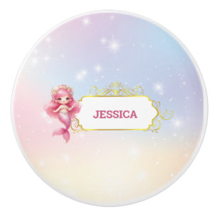 Magical Mermaid Birthday Under The Sea  Ceramic Knob