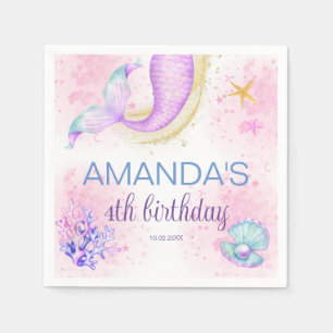 Magical Mermaid Birthday Under the Sea Napkin