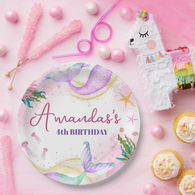 Magical Mermaid Birthday Under the Sea Paper Plate (Party)