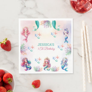 Magical Mermaid Birthday Under The Sea Photo Napkin