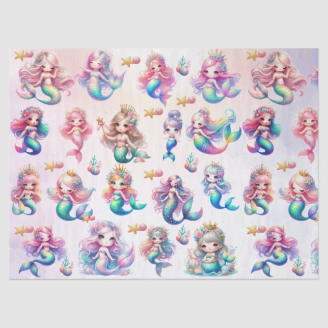 Magical Mermaid Birthday Under The Sea Photo Tissue Paper (Front)