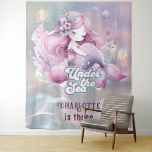 Magical Mermaid Children's Birthday Party Tapestry