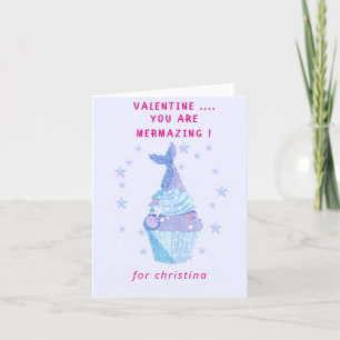 Magical mermaid cupcake Valentine's Day   Holiday Card