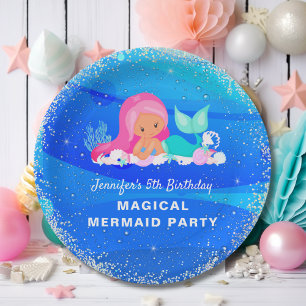 Magical Mermaid Glitter Sparkle Birthday Paper Plate