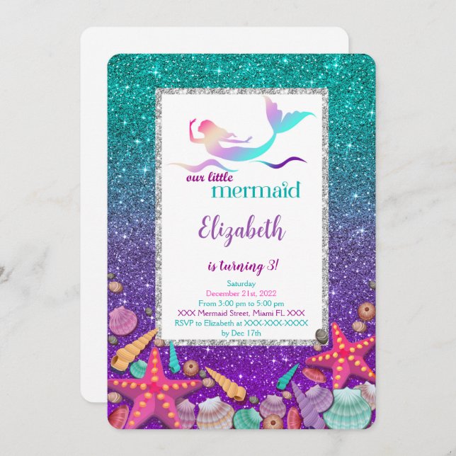 Magical Mermaid Invitation (Front/Back)