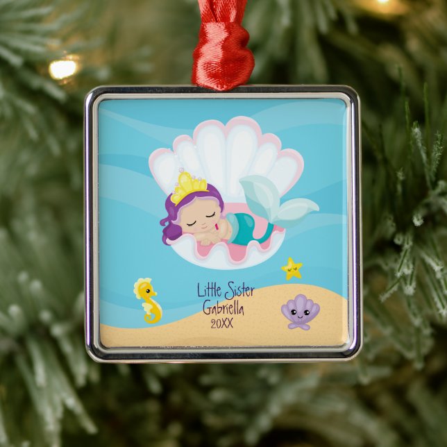 Magical Mermaid Little Sister Christmas Metal Tree Decoration (Tree)