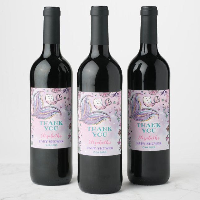Magical Mermaid Mercat Under the Sea Party Favours Wine Label (Bottles)