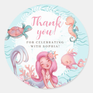 Magical Mermaid Party Birthday Classic Round Sticker