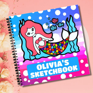 Magical Mermaid Personalized Kids Sketchbook Notebook