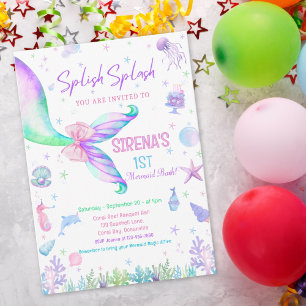 Magical Mermaid Pink Purple Birthday  Invitation