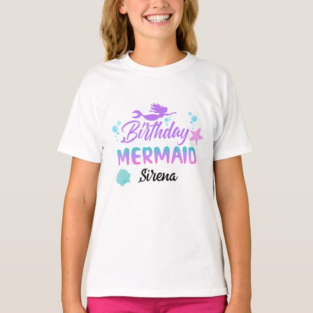 Magical Mermaid Pink Purple Birthday Kid T-Shirt (Front)