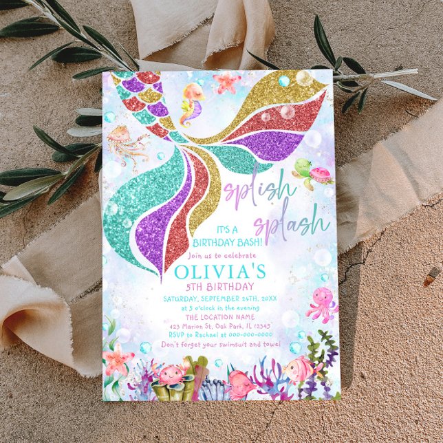 Magical Mermaid Pool Party Birthday Invitation (Creator Uploaded)