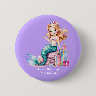Magical mermaid rainbow Birthday girl party 6 Cm Round Badge