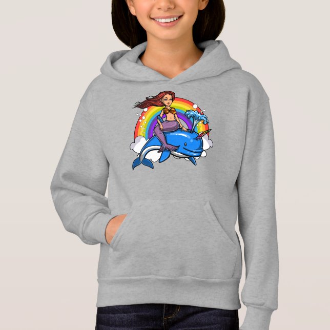 Magical Mermaid Riding Unicorn Dolphin Rainbow (Front)