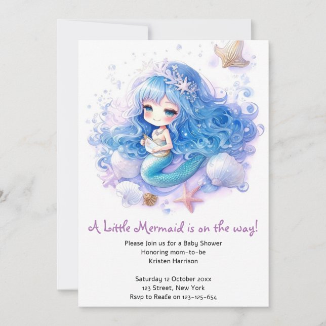 Magical Mermaid Sea Princess Baby Shower Invitation (Front)