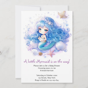 Magical Mermaid Sea Princess Baby Shower Invitation