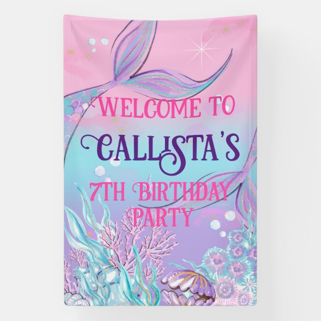 Magical Mermaid Tail Banner – Under the Sea (Vertical)