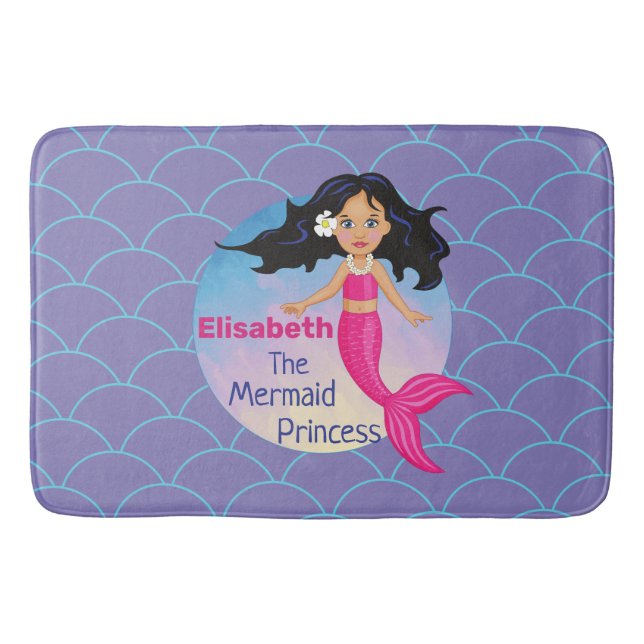 Magical Mermaid Under The Sea Birthday Bath Mat (Front)