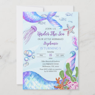 Magical Mermaid Under The Sea Birthday Invitation
