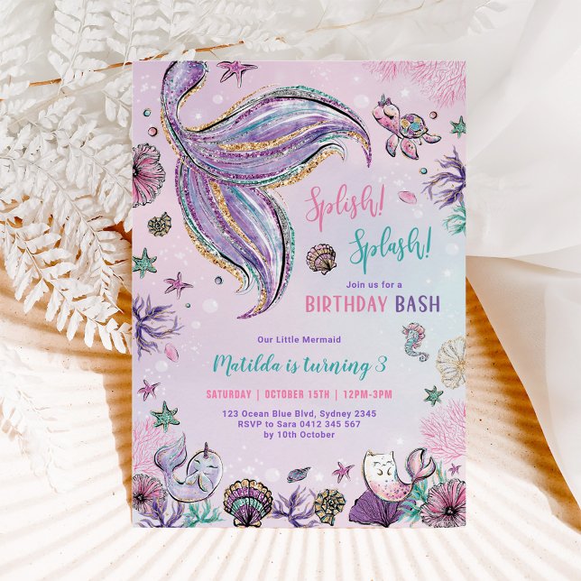 Magical Mermaid Under the Sea Birthday Party Invitation (Creator Uploaded)