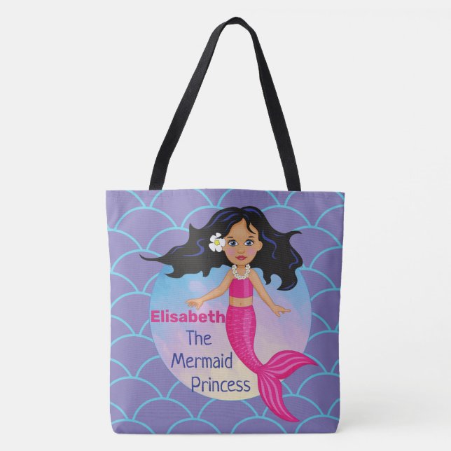 Magical Mermaid Under The Sea Birthday Tote Bag (Front)
