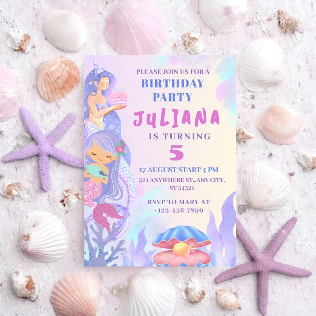 Magical Mermaid Under the Sea girl Birthday Party  Invitation (Creator Uploaded)