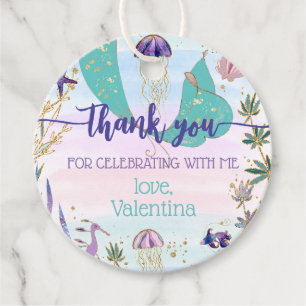 Magical Mermaid Under the Sea Glitter Thank You Favour Tags
