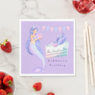 Magical Mermaid Under the Sea Kids Birthday Napkin